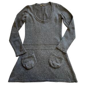Zara Charcoal Gray U Neck Wool & Cashmere Y2K Style Sweater Mini Dress Medium